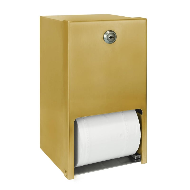 stardrix Gold 2 Roll Stainless Steel Commercial Toilet Paper Dispenser, Heavy Duty Wall Mount Tissue Holder with Lock for Restroom/Bathroom - Image 1